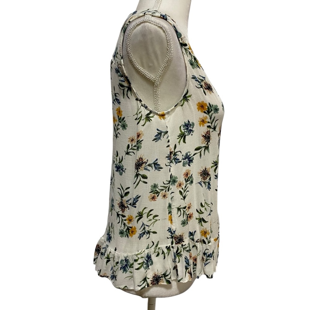 Lucky Brand Women’s Tank Top Floral V-Neck Cream Blue Sleeveless Size Small - Picture 6 of 16